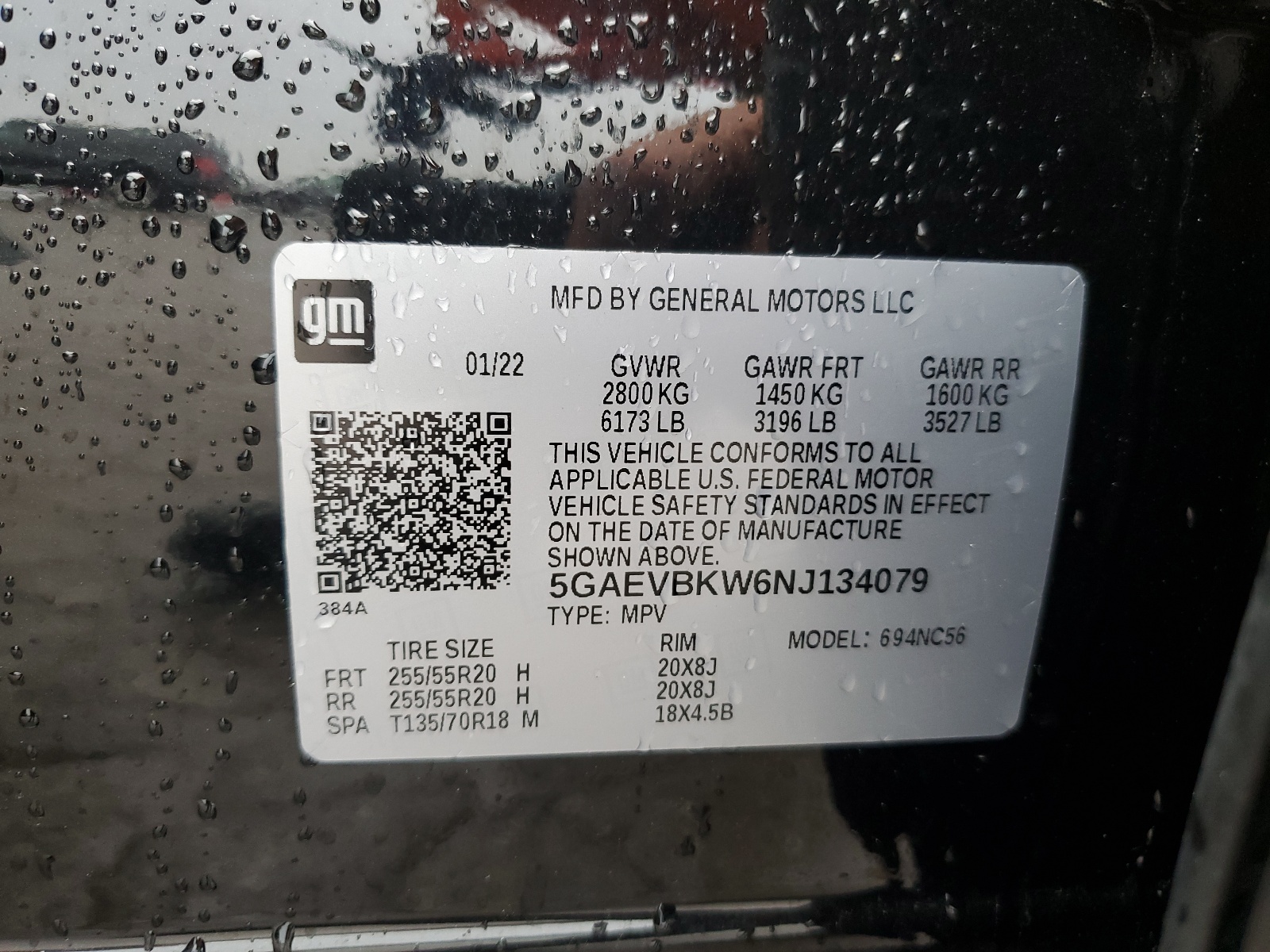 5GAEVBKW6NJ134079 2022 Buick Enclave Premium