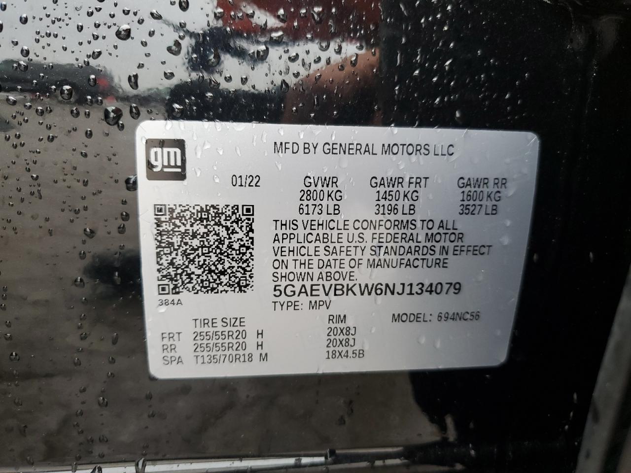 2022 Buick Enclave Premium VIN: 5GAEVBKW6NJ134079 Lot: 63951924