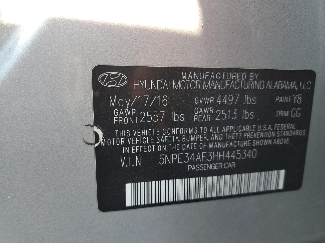 5NPE34AF3HH445340 2017 Hyundai Sonata Sport