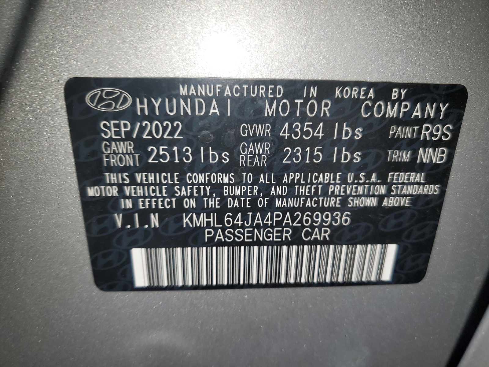 2023 Hyundai Sonata Sel vin: KMHL64JA4PA269936
