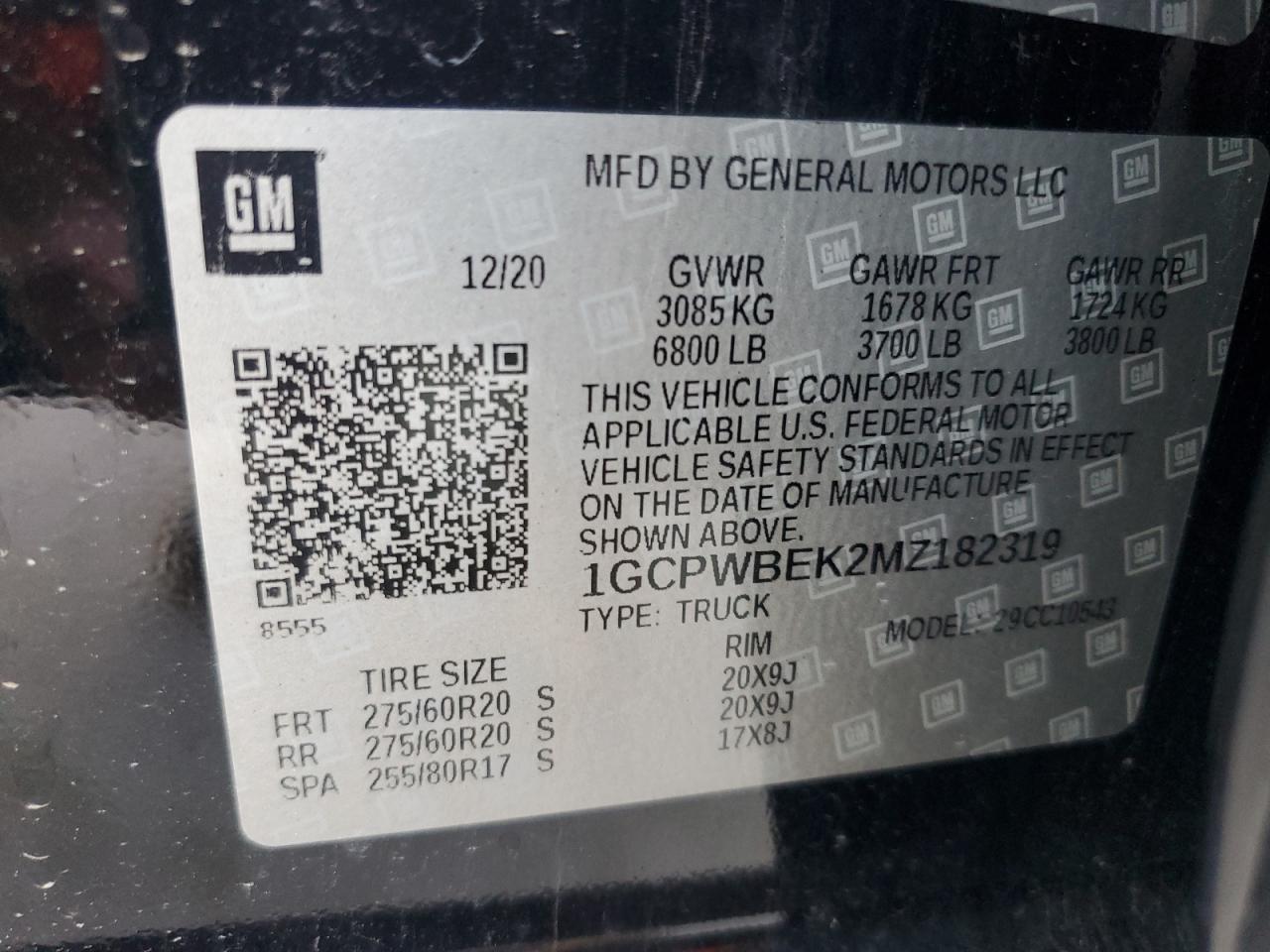 2021 Chevrolet Silverado C1500 Custom VIN: 1GCPWBEK2MZ182319 Lot: 62979734