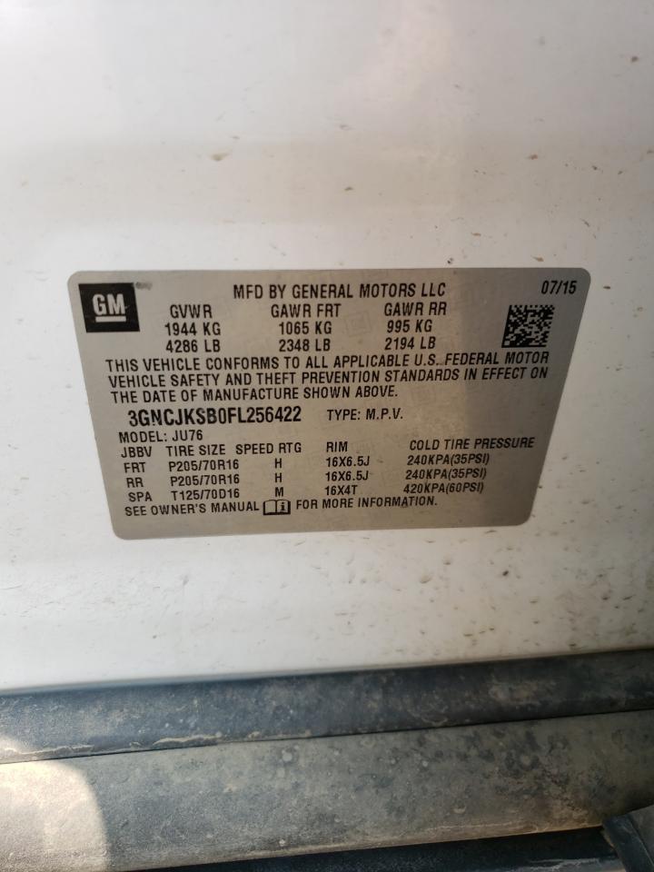 2015 Chevrolet Trax Ls VIN: 3GNCJKSB0FL256422 Lot: 63010314