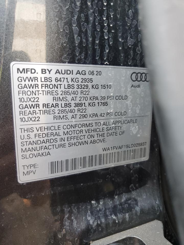 WA1FVAF15LD025937 2020 Audi Q8 Prestige S-Line