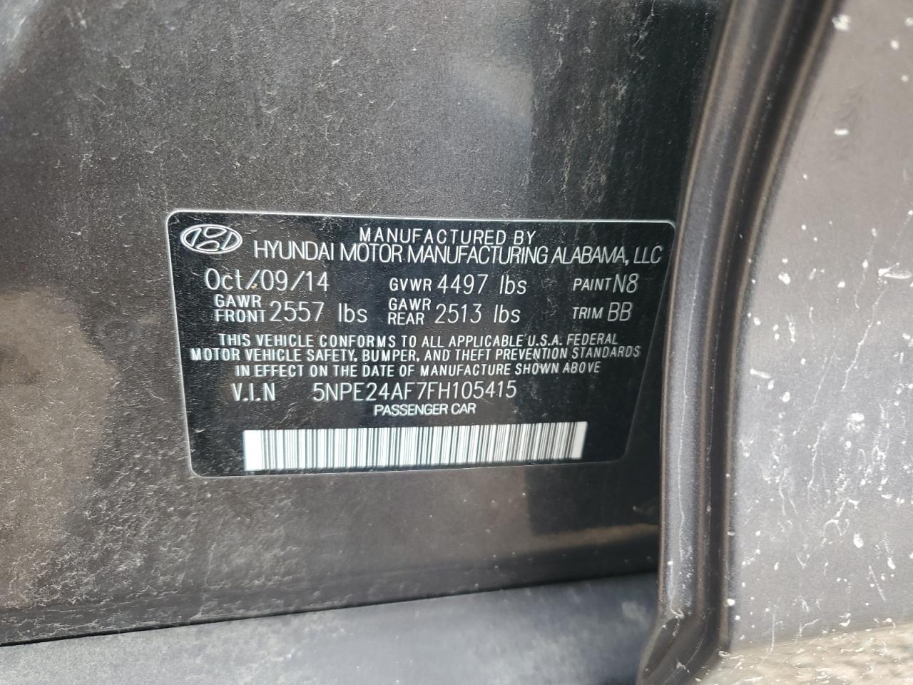 5NPE24AF7FH105415 2015 Hyundai Sonata Se