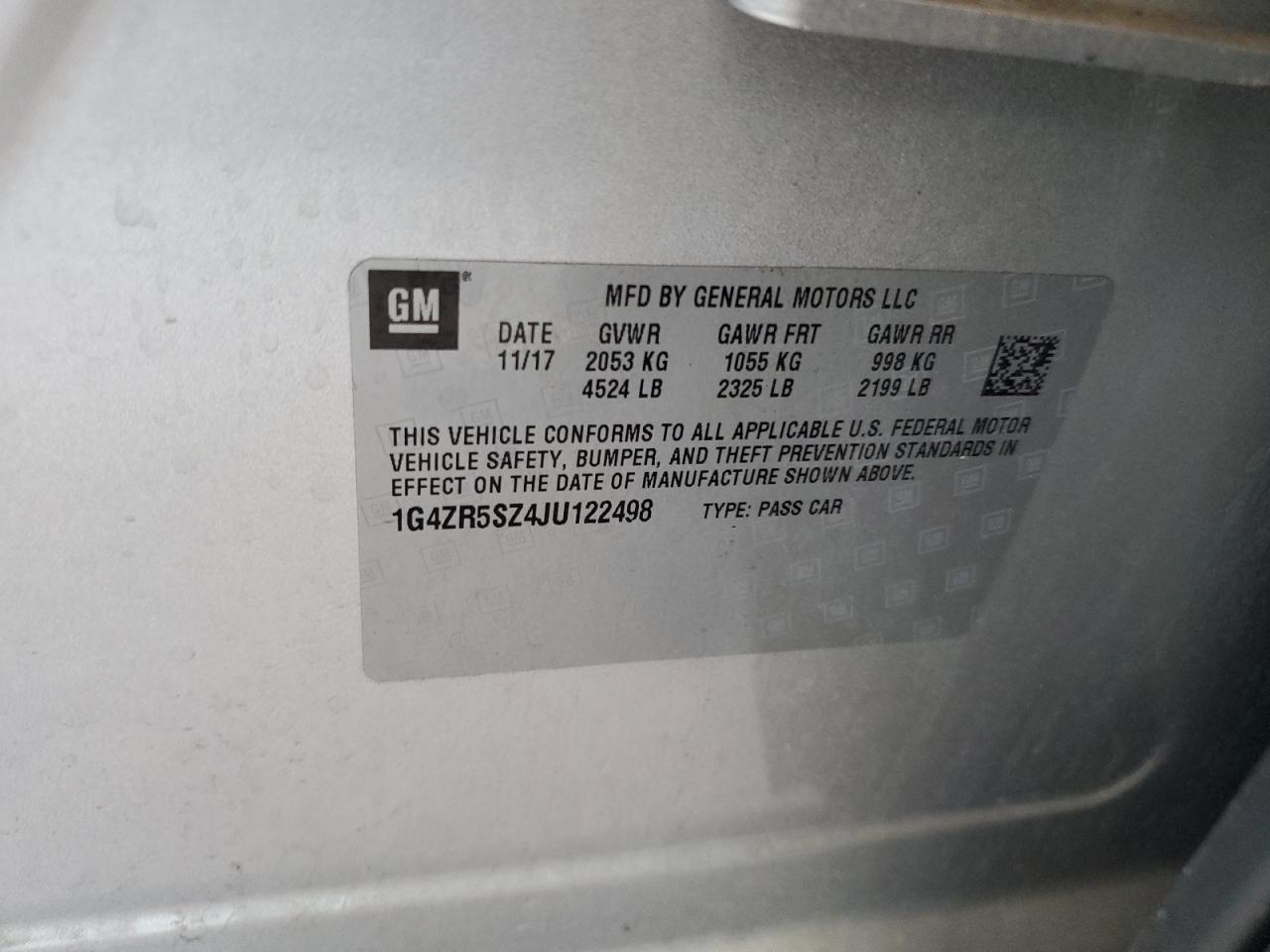 2018 Buick Lacrosse Premium VIN: 1G4ZR5SZ4JU122498 Lot: 63930244