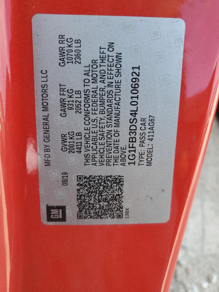 2020 Chevrolet Camaro Ls VIN: 1G1FB3DS4L0106921 Lot: 64147804