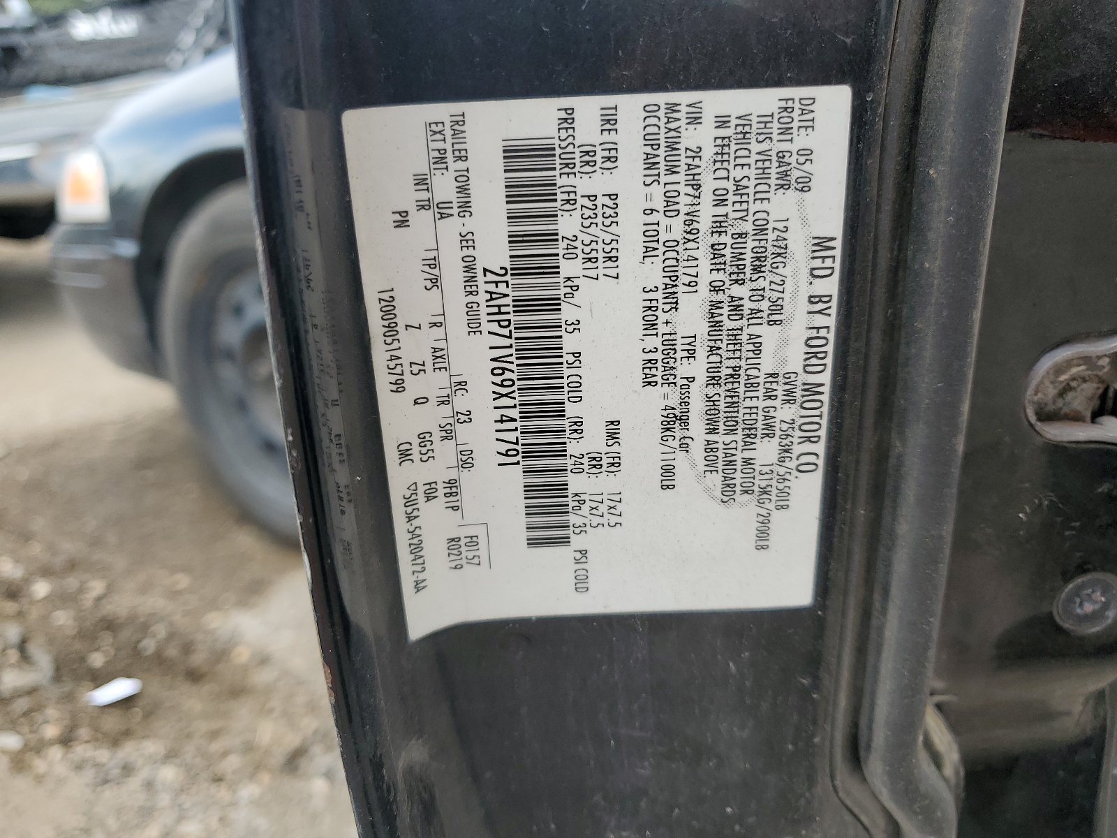 2FAHP71V69X141791 2009 Ford Crown Victoria Police Interceptor