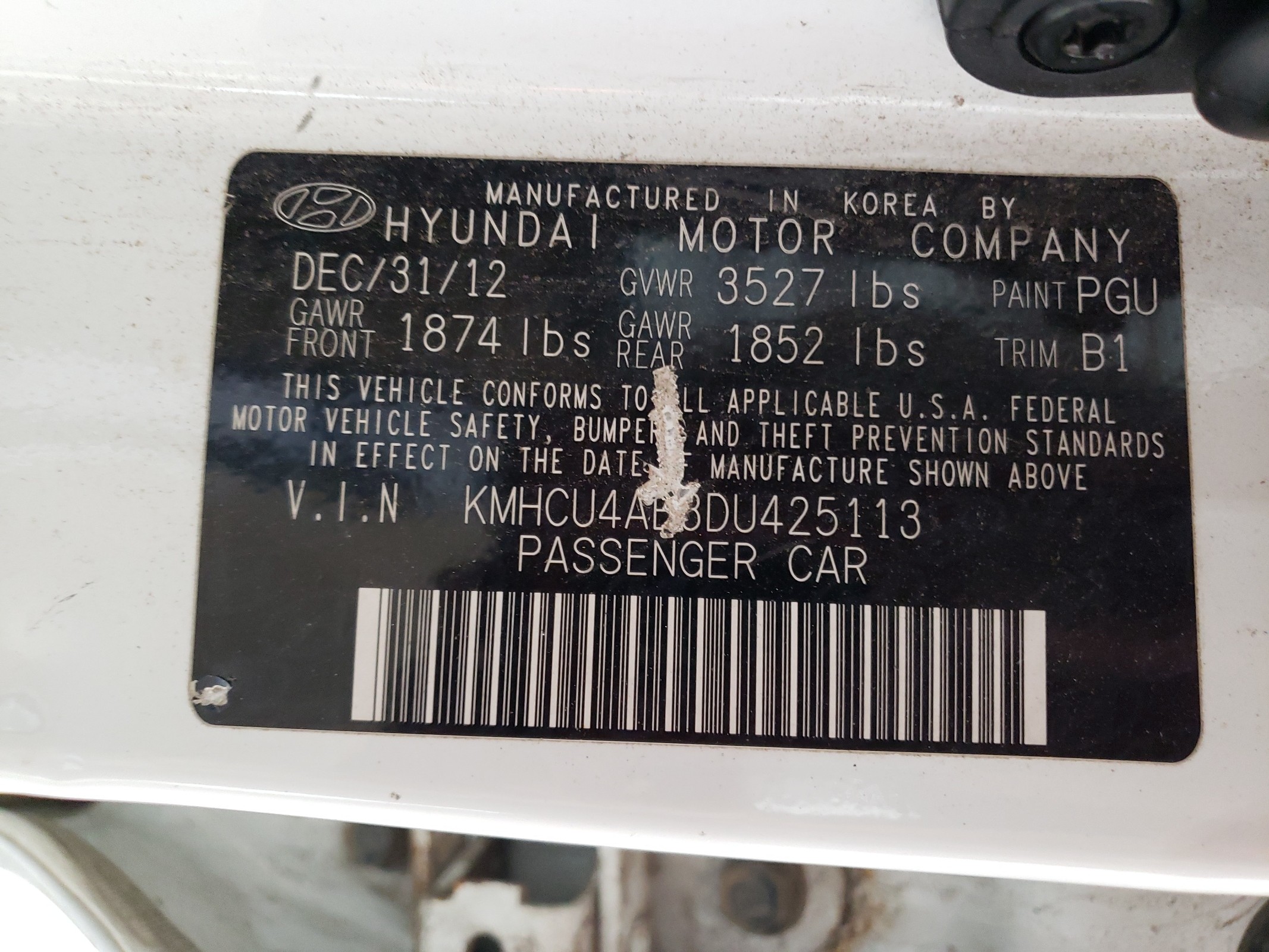 KMHCU4AE3DU425113 2013 Hyundai Accent Gls