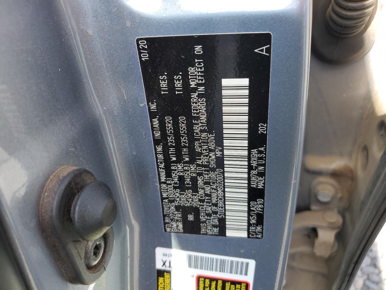 2021 Toyota Highlander Hybrid Platinum VIN: 5TDEBRCH8MS020070 Lot: 65025384