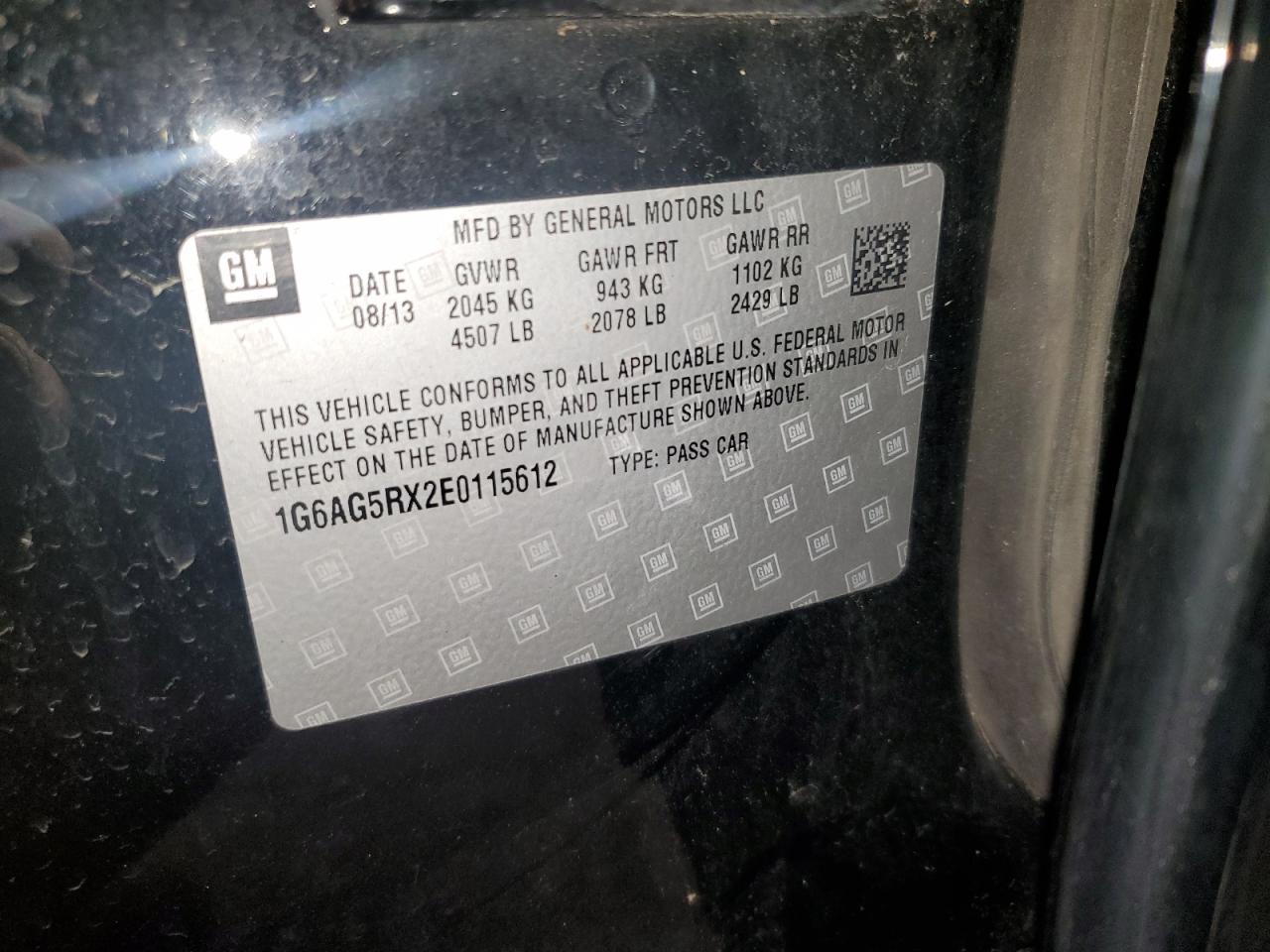 2014 Cadillac Ats VIN: 1G6AG5RX2E0115612 Lot: 63678064