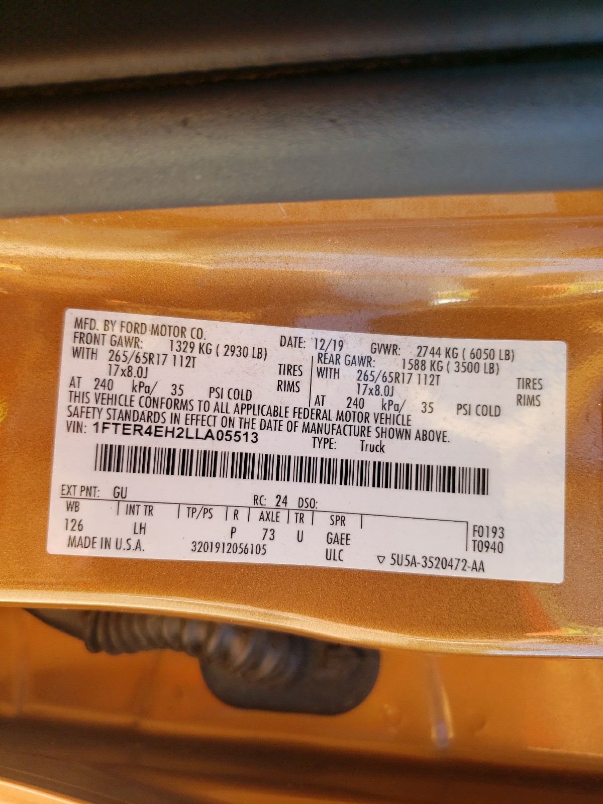 1FTER4EH2LLA05513 2020 Ford Ranger Xl