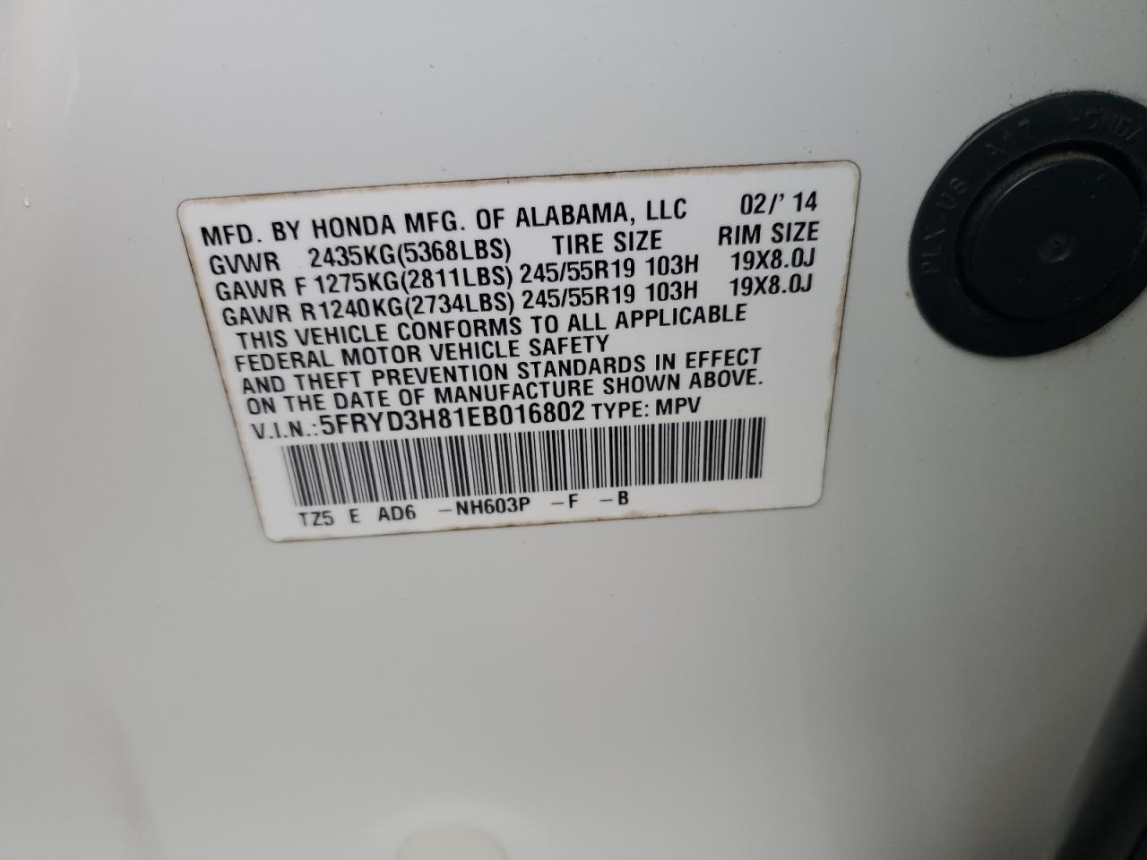 2014 Acura Mdx Advance VIN: 5FRYD3H81EB016802 Lot: 62623244