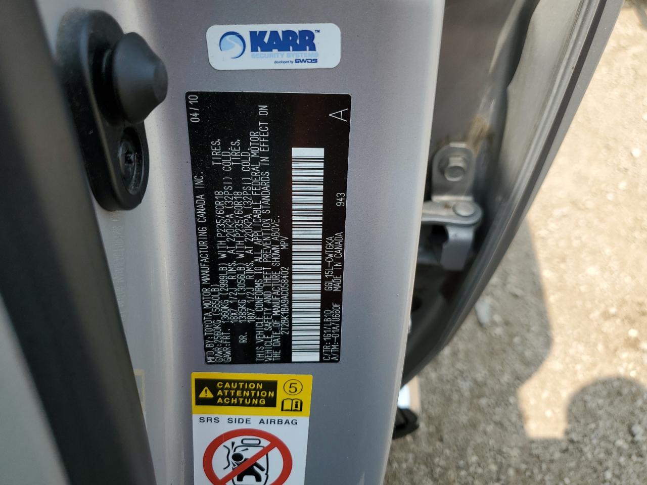 2010 Lexus Rx 350 VIN: 2T2BK1BA9AC058402 Lot: 63429744