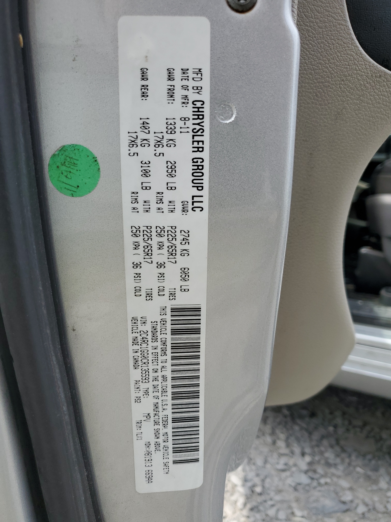 2C4RC1GG0CR135593 2012 Chrysler Town & Country Limited