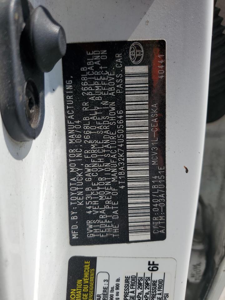 2004 Toyota Camry Se VIN: 4T1BA32K74U505646 Lot: 61916584