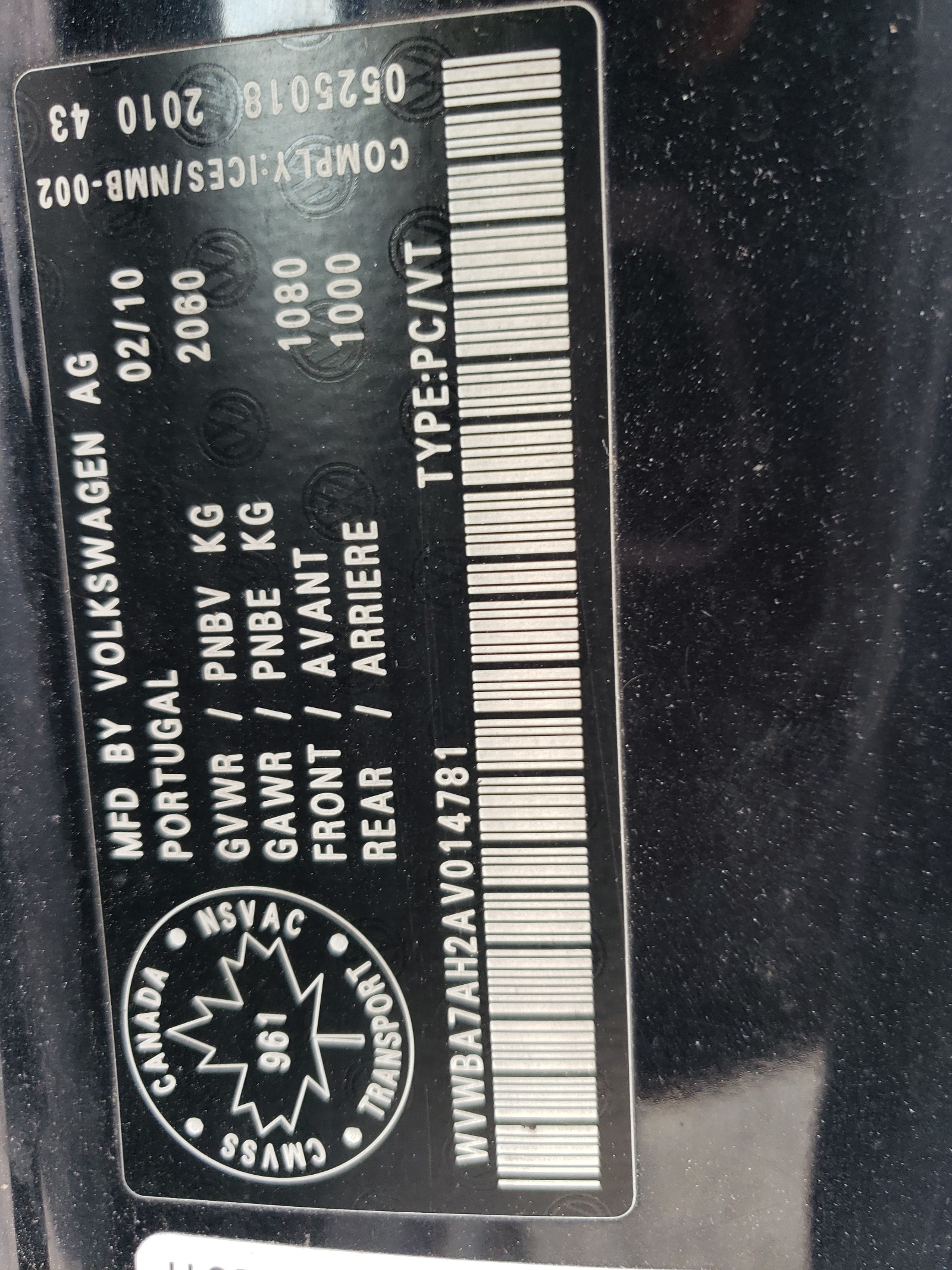 WVWBA7AH2AV014781 2010 Volkswagen Eos Turbo