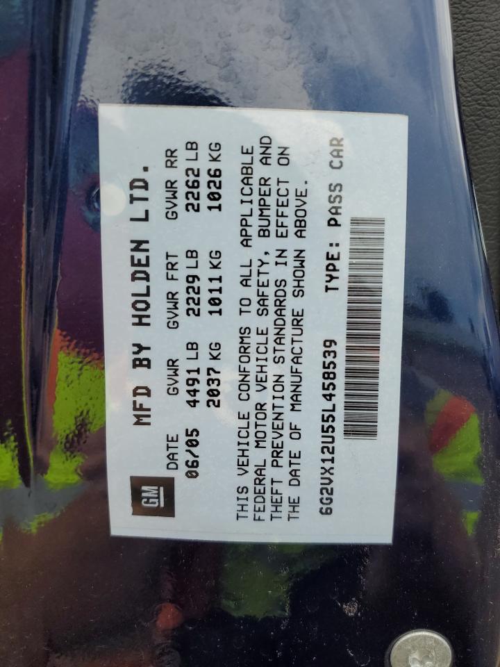 2005 Pontiac Gto VIN: 6G2VX12U55L458539 Lot: 63744744