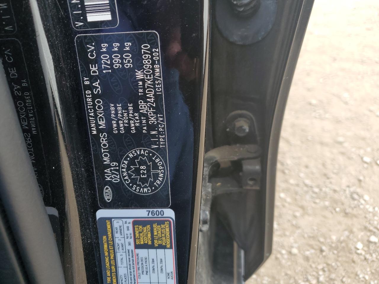 2019 Kia Forte Fe VIN: 3KPF24AD7KE098970 Lot: 65145114