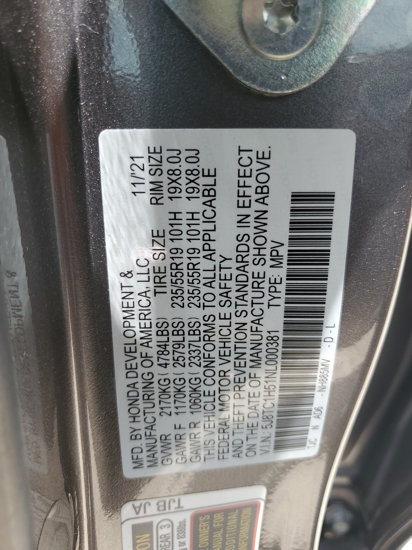 5J8TC1H51NL000381 2022 Acura Rdx Technology