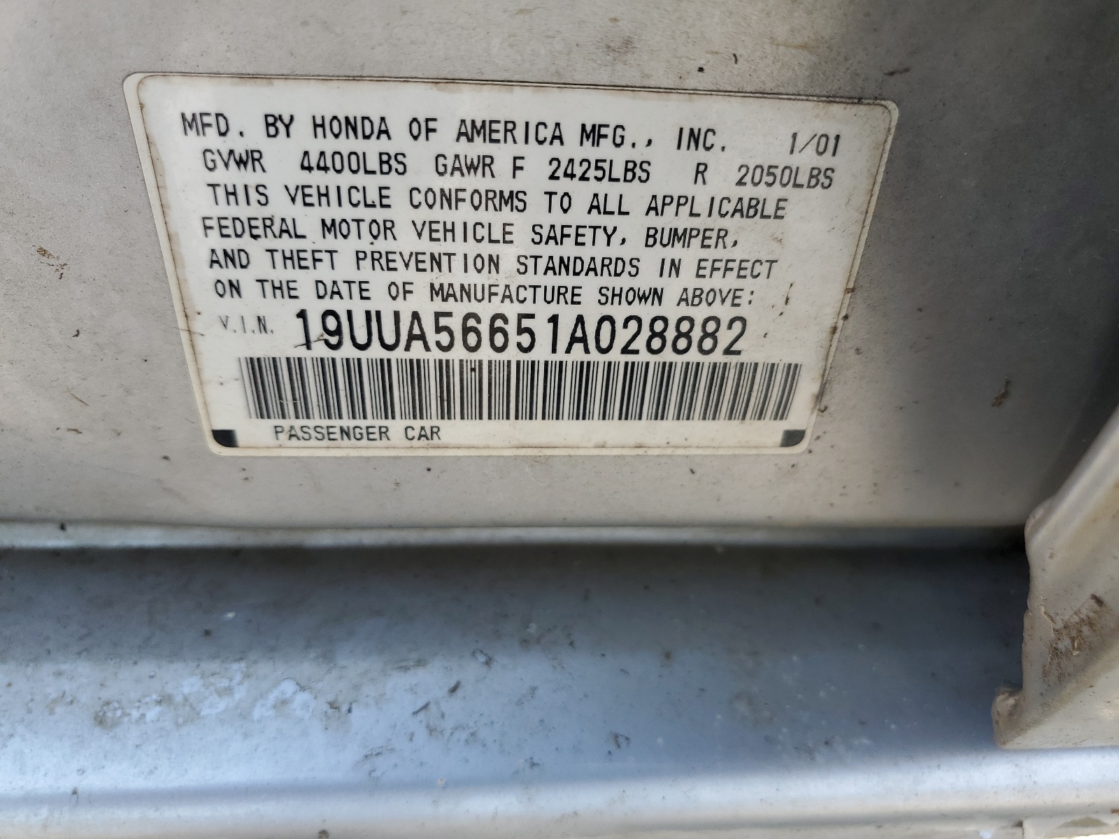 19UUA56651A028882 2001 Acura 3.2Tl