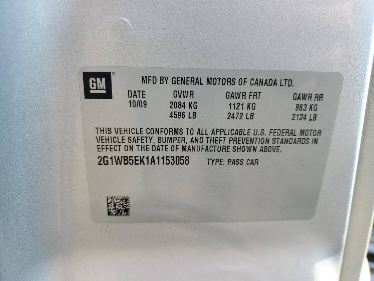 2010 Chevrolet Impala Lt VIN: 2G1WB5EK1A1153058 Lot: 63480794