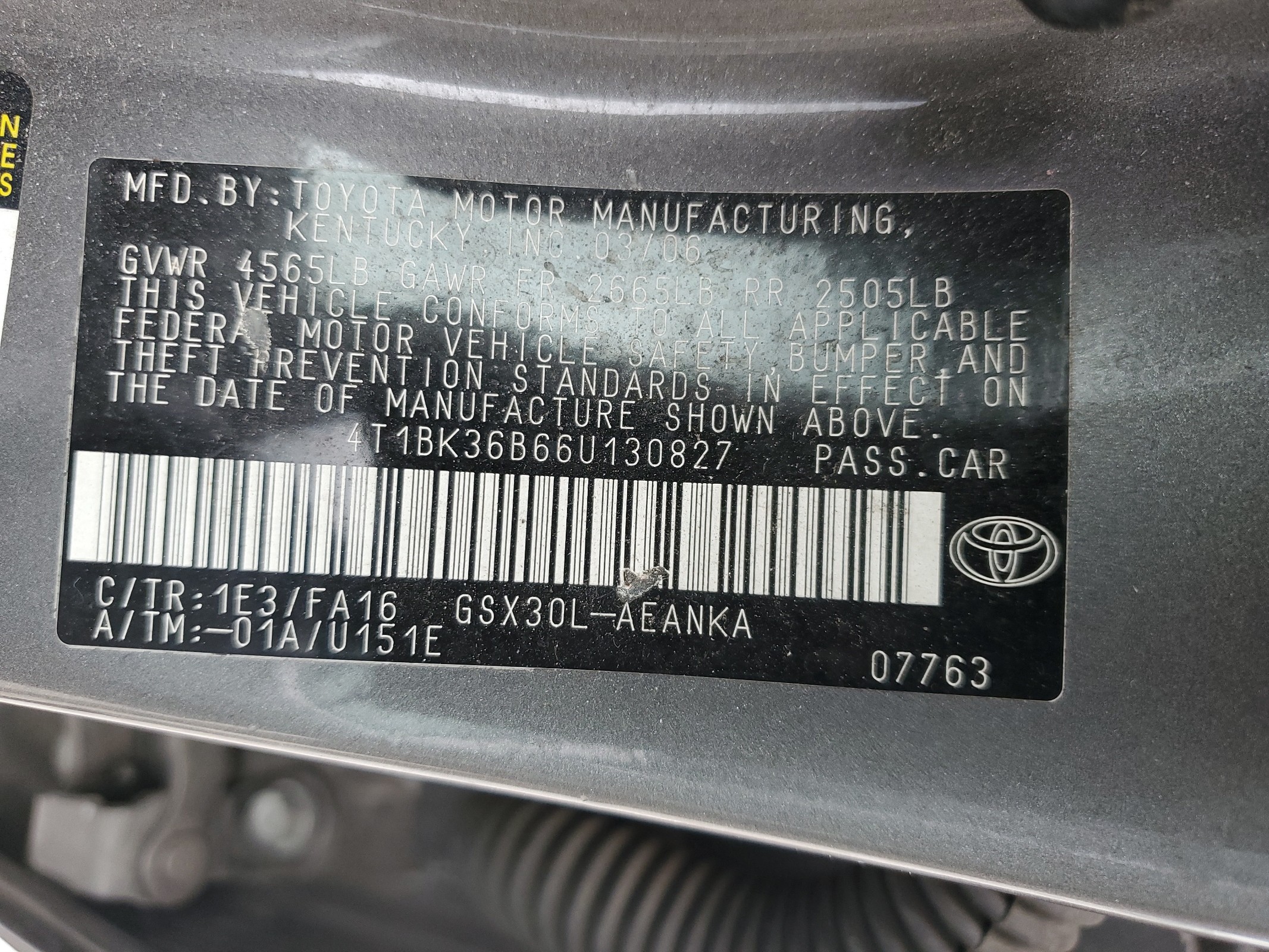 4T1BK36B66U130827 2006 Toyota Avalon Xl