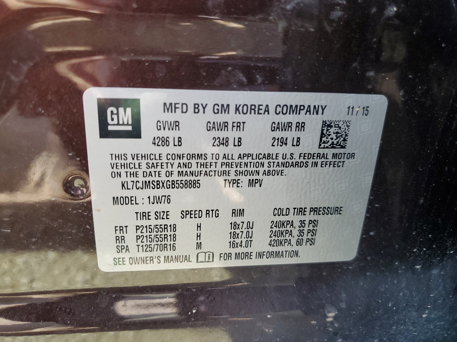 KL7CJMSBXGB558885 2016 Chevrolet Trax Ltz