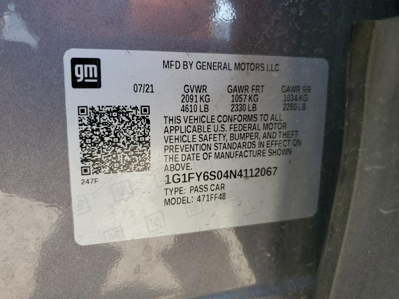 2022 Chevrolet Bolt Euv Lt VIN: 1G1FY6S04N4112067 Lot: 62955204