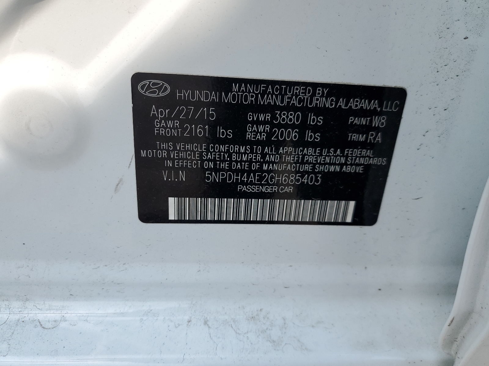 5NPDH4AE2GH685403 2016 Hyundai Elantra Se