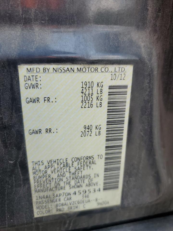 2013 Nissan Altima 2.5 VIN: 1N4AL3AP7DN459534 Lot: 62843674