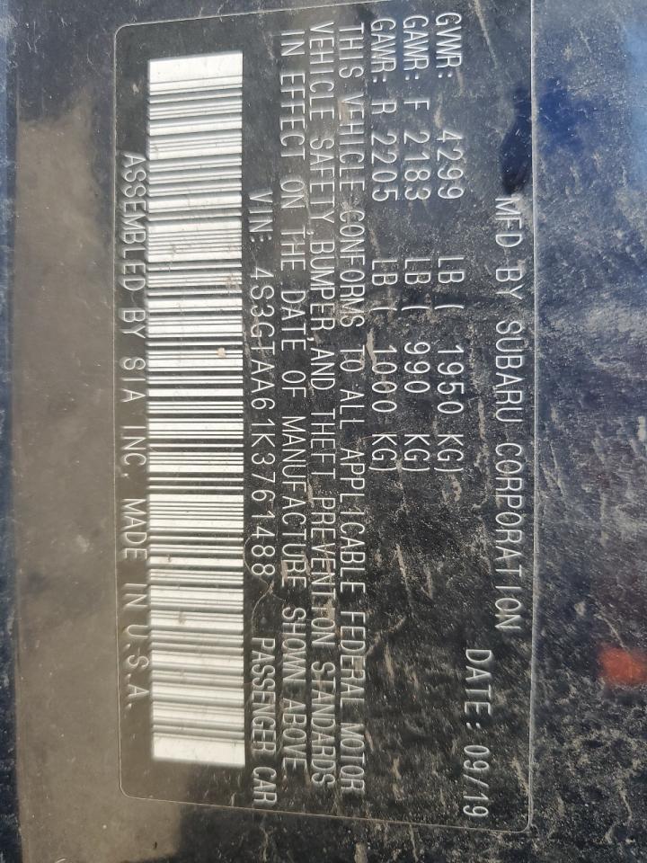 2019 Subaru Impreza VIN: 4S3GTAA61K3761488 Lot: 64264734