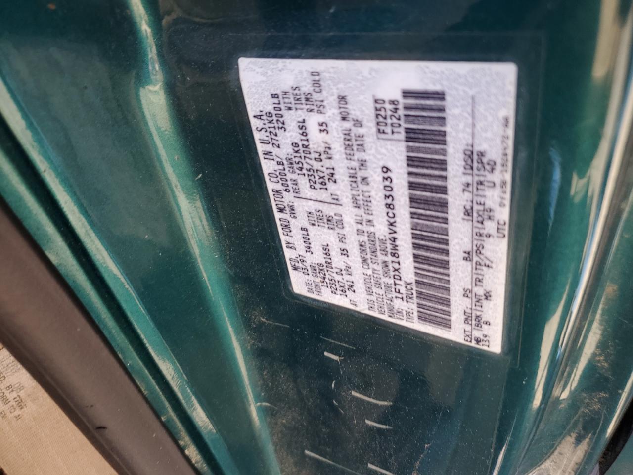 1997 Ford F150 VIN: 1FTDX18W4VKC83039 Lot: 64448444