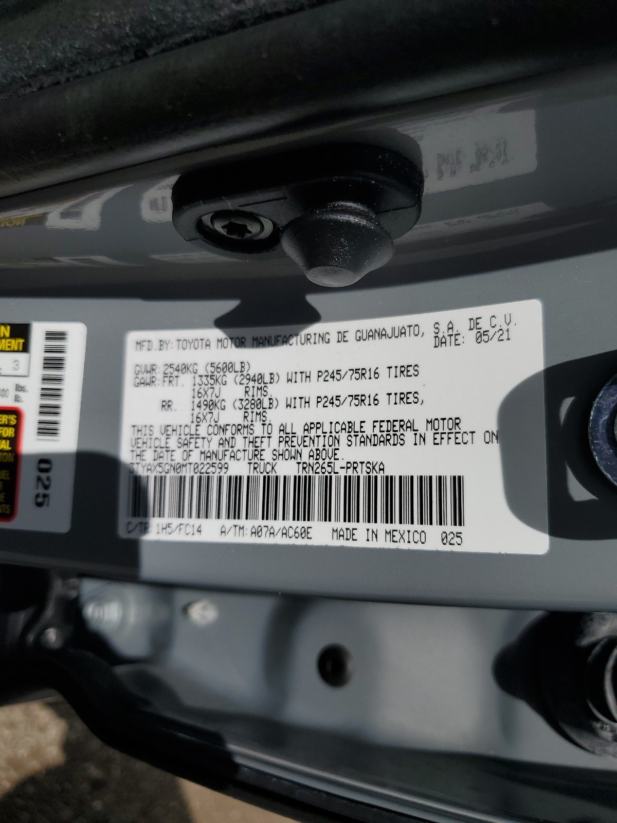 3TYAX5GN0MT022599 2021 Toyota Tacoma Double Cab