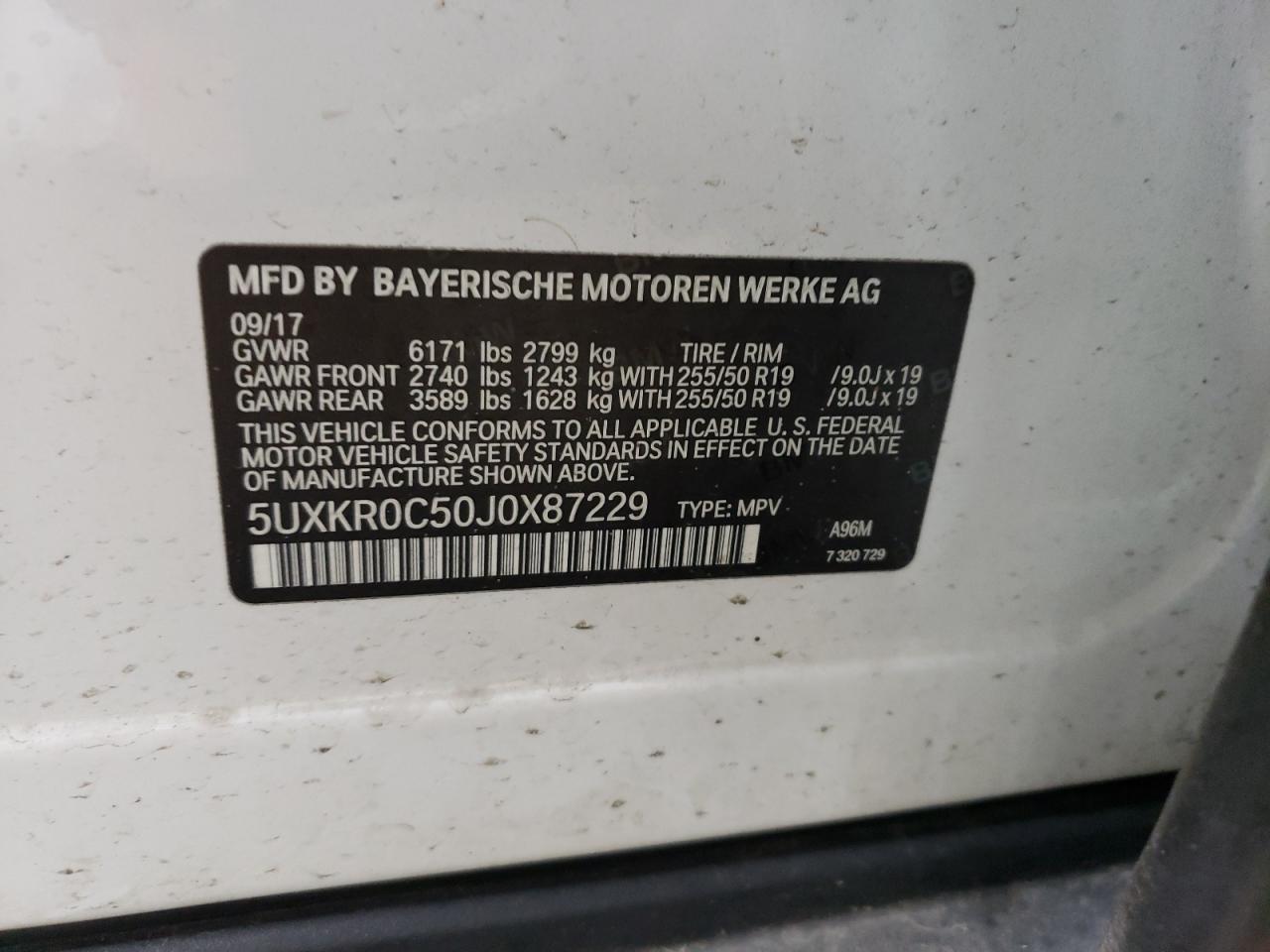 2018 BMW X5 xDrive35I VIN: 5UXKR0C50J0X87229 Lot: 64051124