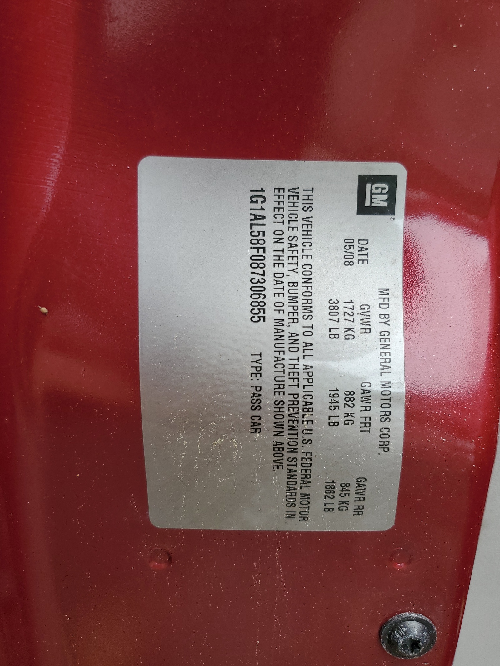 1G1AL58F087306855 2008 Chevrolet Cobalt Lt