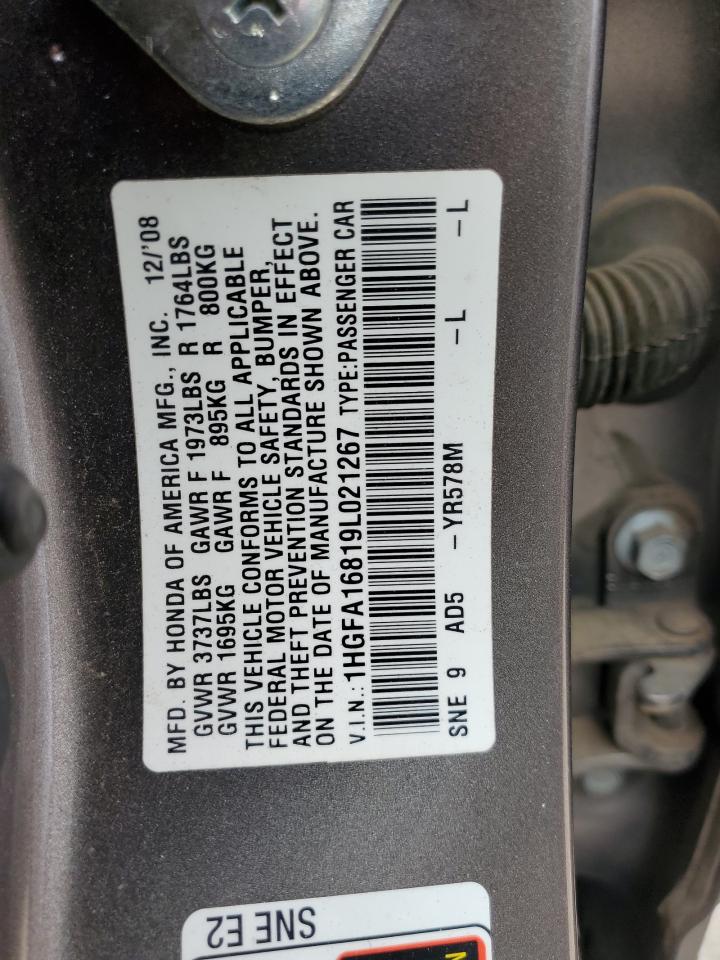 2009 Honda Civic Ex VIN: 1HGFA16819L021267 Lot: 63931874