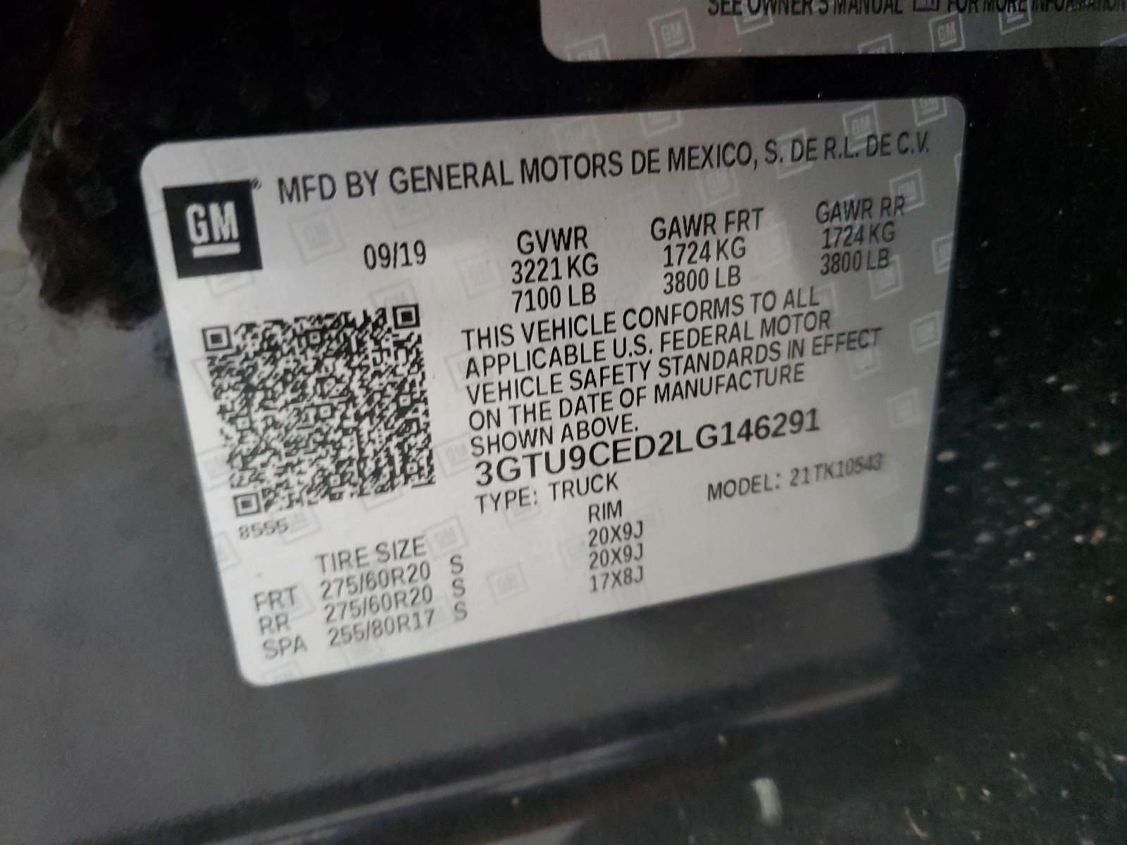 3GTU9CED2LG146291 2020 GMC Sierra K1500 Elevation