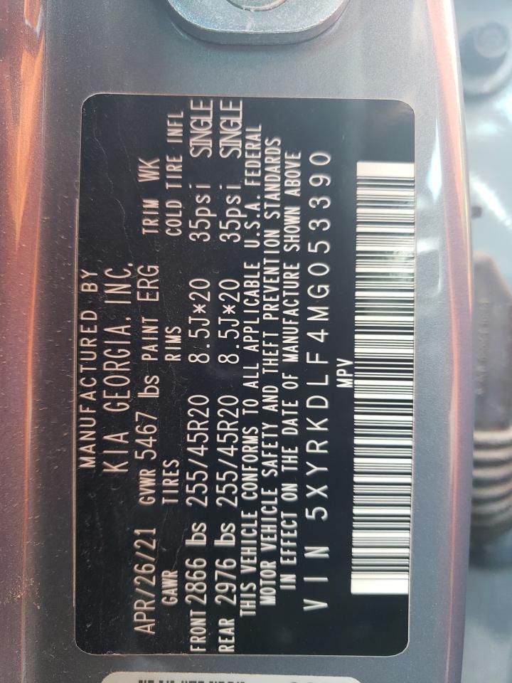 5XYRKDLF4MG053390 2021 Kia Sorento Sx