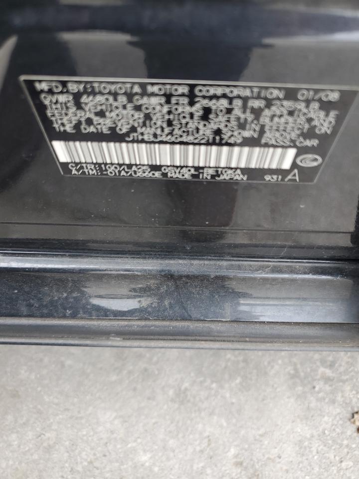 2008 Lexus Es 350 VIN: JTHBJ46G482211749 Lot: 62324304