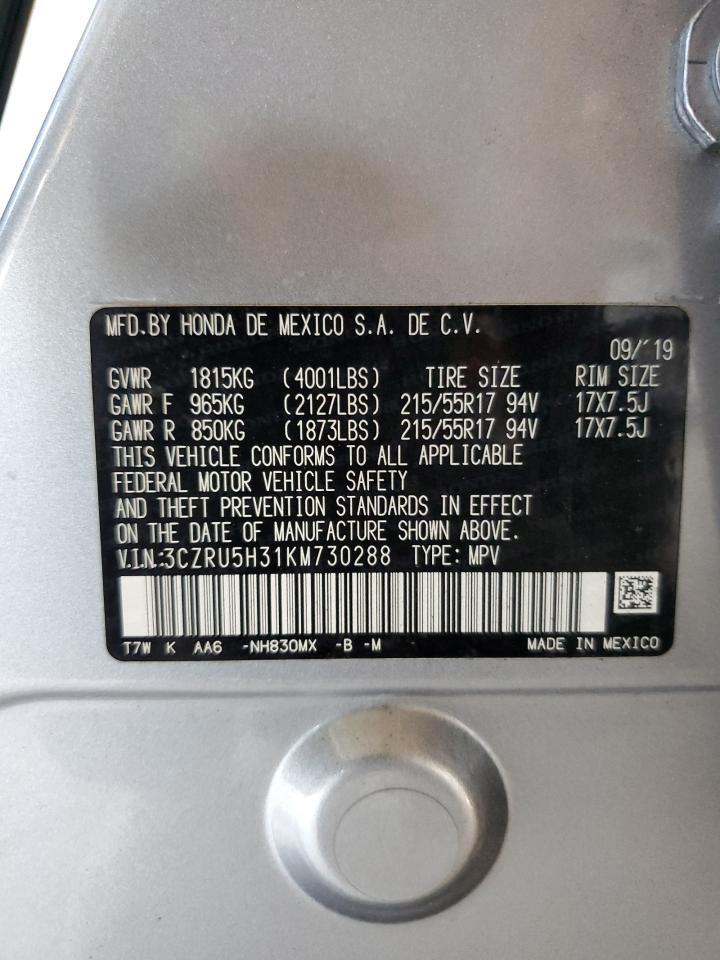 2019 Honda Hr-V Lx VIN: 3CZRU5H31KM730288 Lot: 65255584