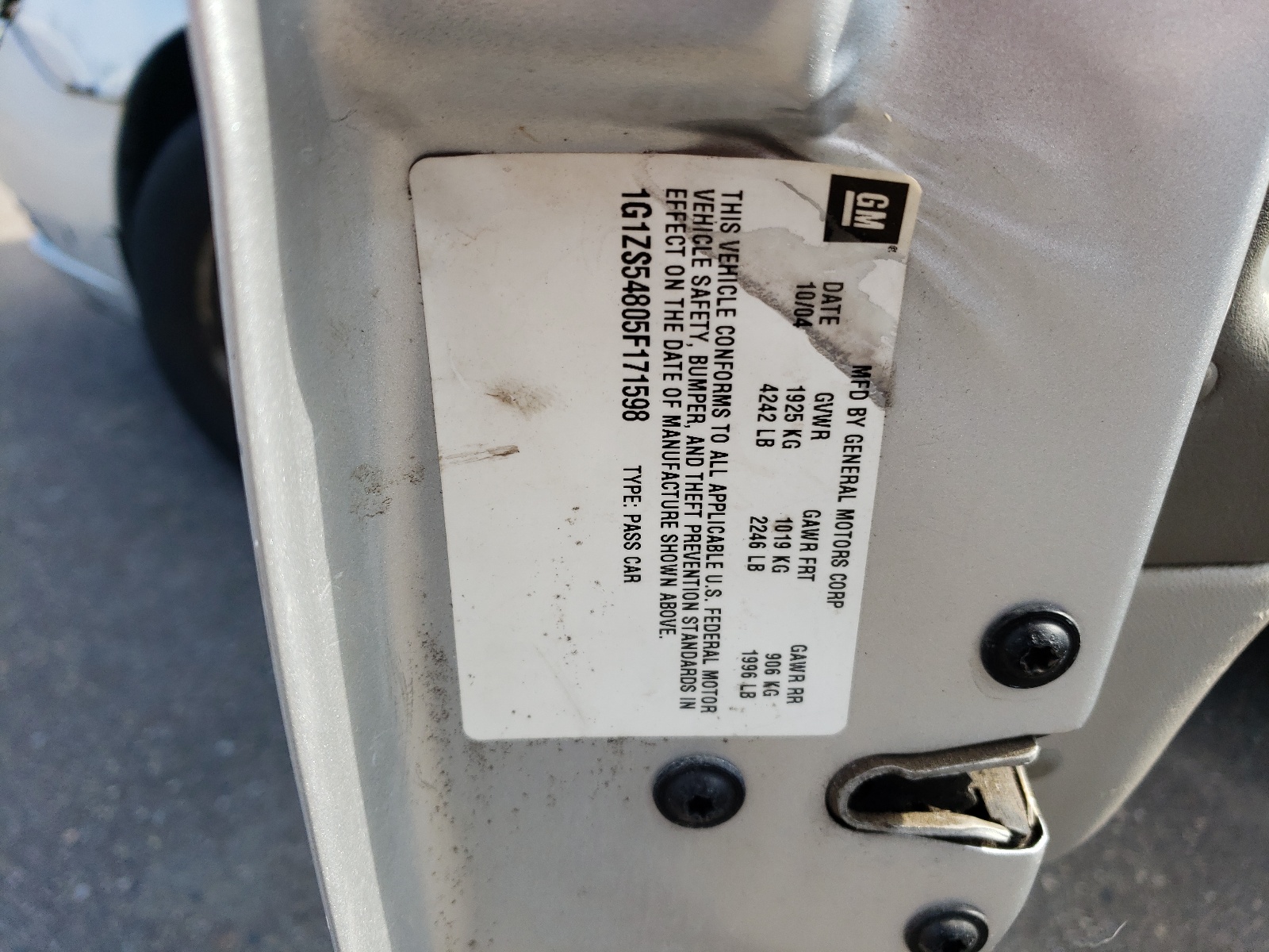 1G1ZS54805F171598 2005 Chevrolet Malibu