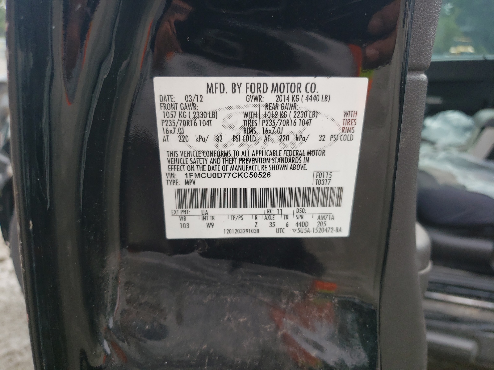 1FMCU0D77CKC50526 2012 Ford Escape Xlt