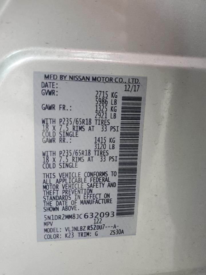 2018 Nissan Pathfinder S VIN: 5N1DR2MM8JC632093 Lot: 63595014