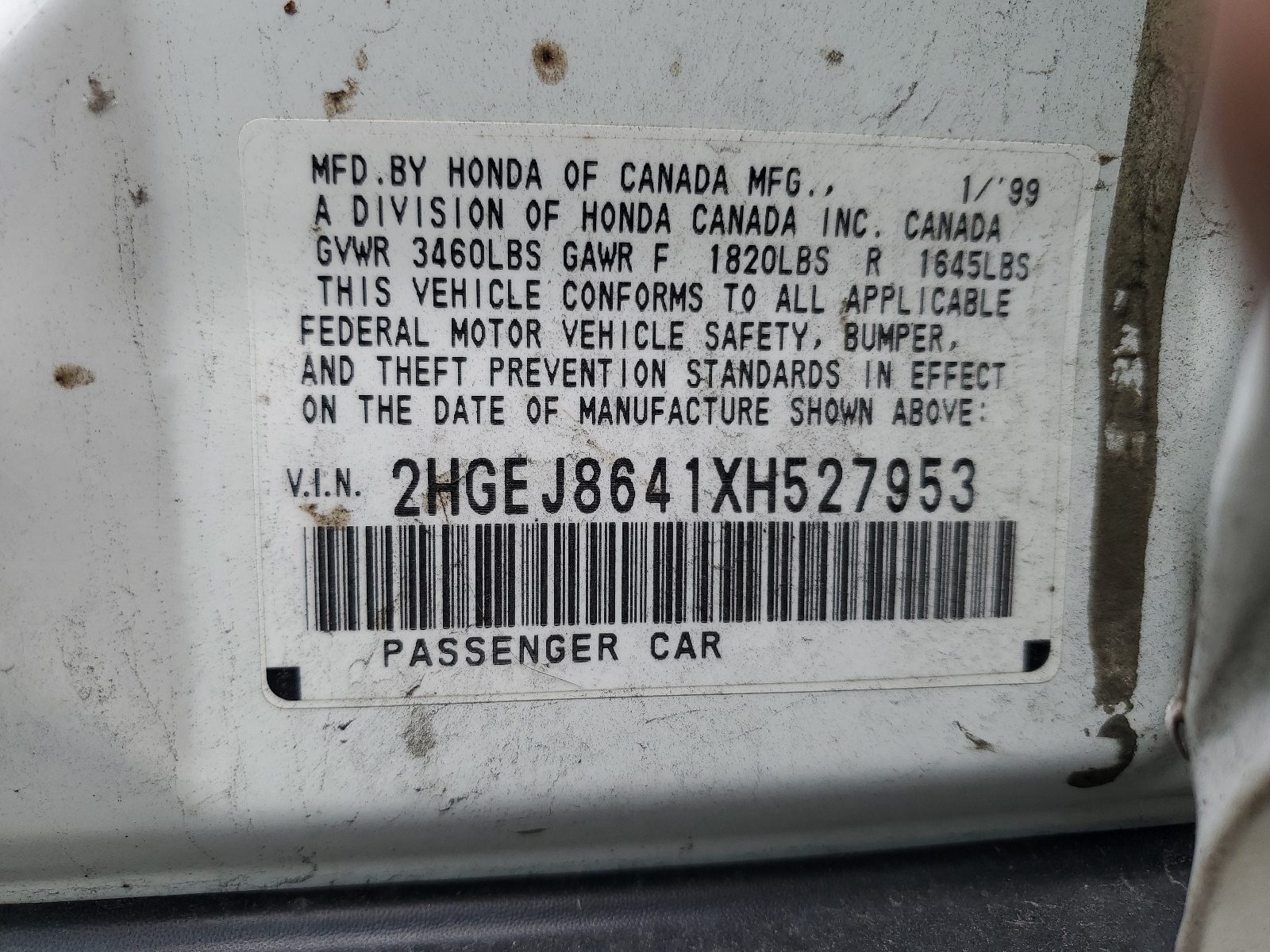 2HGEJ8641XH527953 1999 Honda Civic Ex