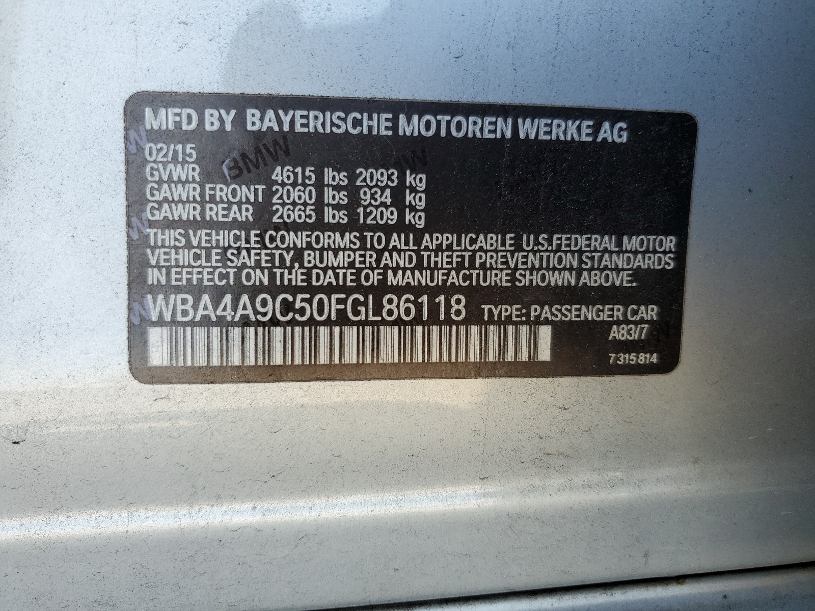 WBA4A9C50FGL86118 2015 BMW 428 I Gran Coupe Sulev