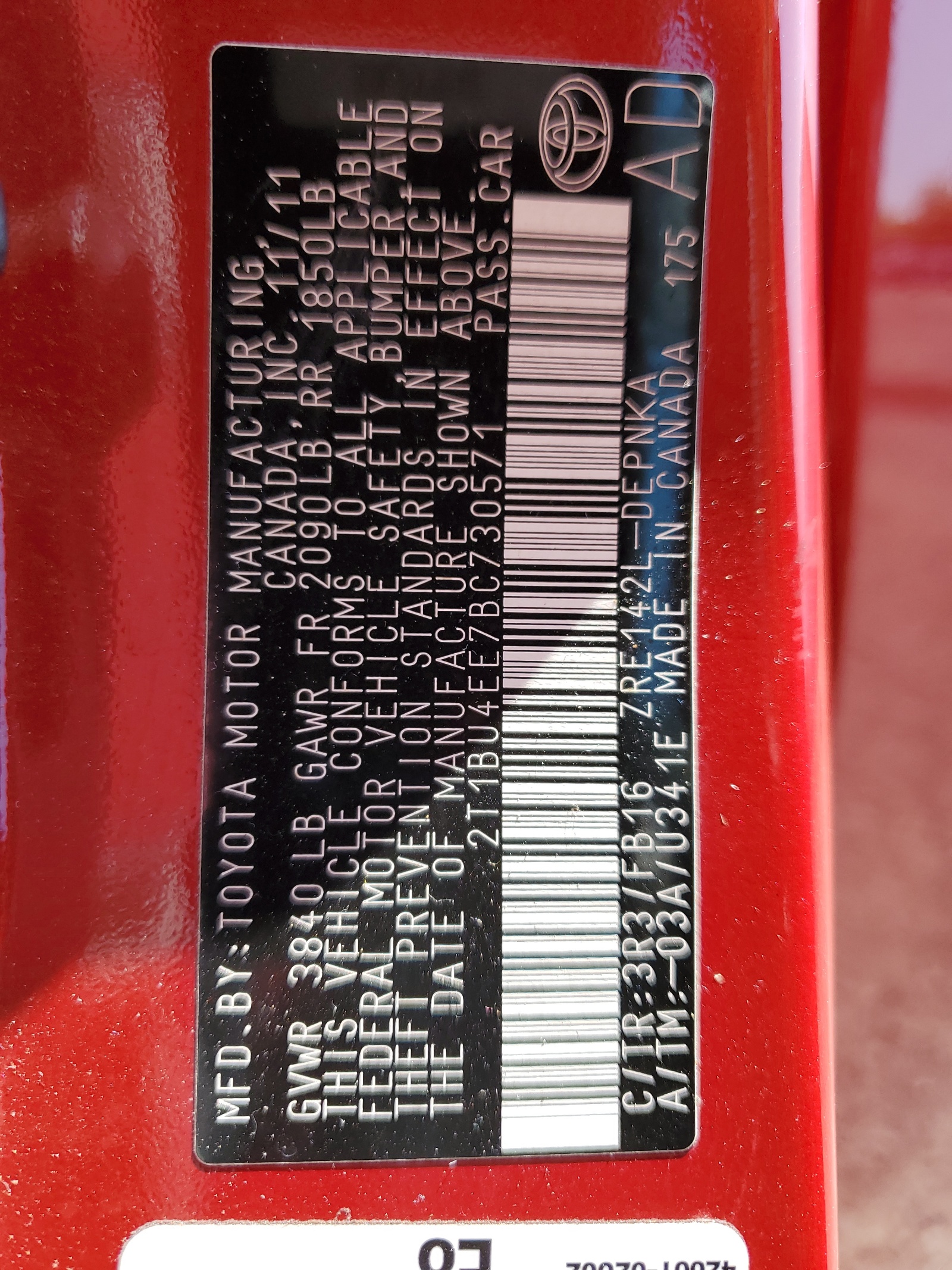 2T1BU4EE7BC730571 2011 Toyota Corolla Base