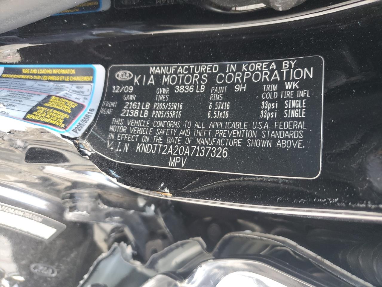 2010 Kia Soul + VIN: KNDJT2A20A7137326 Lot: 62297764