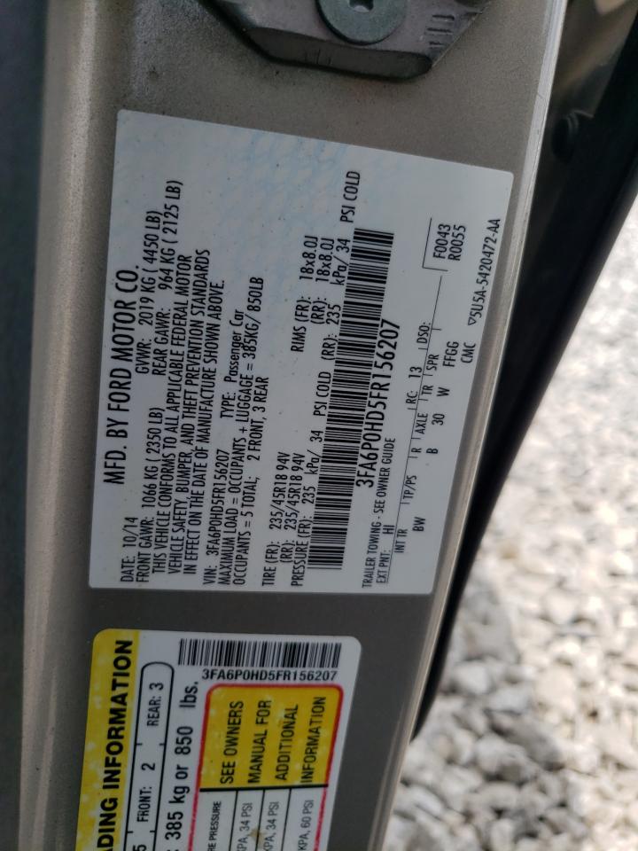 2015 Ford Fusion Se VIN: 3FA6P0HD5FR156207 Lot: 63189444