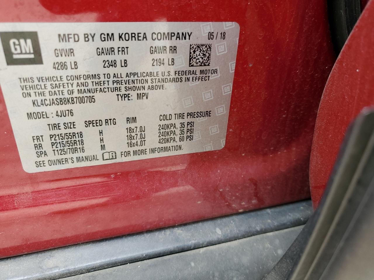 2019 Buick Encore Preferred VIN: KL4CJASB8KB700705 Lot: 63671434