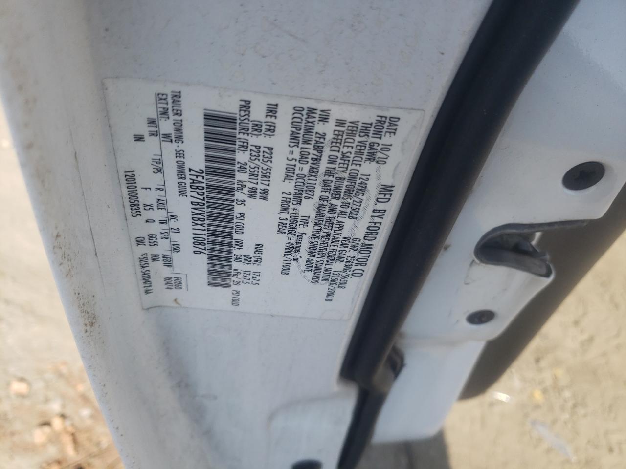 2011 Ford Crown Victoria Police Interceptor VIN: 2FABP7BVXBX110876 Lot: 60801714